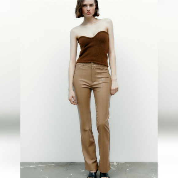 ZARA FAUX LEATHER FLARED PANTS Bloggers Favorite - Picture 9 of 12